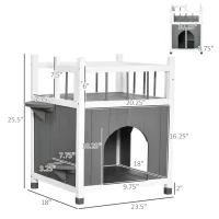 PawHut Solid Wood 2-story Cat Kitty House Condo Style Elevated Pet Shelter(m-3)