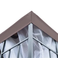 Outsunny Partytent in de tuin partytent paviljoen tuintent feesttent dubbel dak 3 x 3 m bruin(m-9)
