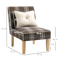 HOMCOM Modern Dining Chair, Kitchen Dining Room Chairs with Pillow and Rubber Wood Legs, Accent Chair for Living Room, Bedroom, Brown(m-3)