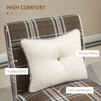 HOMCOM Modern Dining Chair, Kitchen Dining Room Chairs with Pillow and Rubber Wood Legs, Accent Chair for Living Room, Bedroom, Brown(m-5)