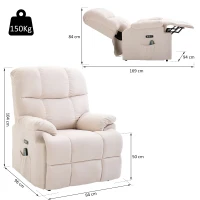 HOMCOM® Massagesessel Relaxsessel Wärmefunktion Fernbedienung USB Kurzplüsch(m-3)