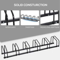 HOMCOM Bike Stand Parking Rack - Floor or Wall Mount Bicycle Cycle Storage Locking Stand, 179L x 33W x 27H, 6 Racks, Black(m-7)