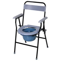 HOMCOM Scaun de Toaletă Pliabil cu Găleată Detașabilă pentru Vârstnici și Persoane cu Dizabilități, 52x50x75 cm, Negru(m-1)