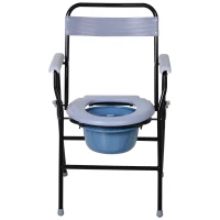 HOMCOM Scaun de Toaletă Pliabil cu Găleată Detașabilă pentru Vârstnici și Persoane cu Dizabilități, 52x50x75 cm, Negru(m-4)