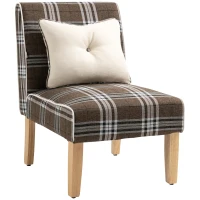 HOMCOM Modern Dining Chair, Kitchen Dining Room Chairs with Pillow and Rubber Wood Legs, Accent Chair for Living Room, Bedroom, Brown(m-11)