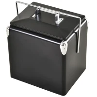 Outsunny® 30 L Kühlbox zum Warmhalten und Kühlen 24h Weinkühler Camping Edelstahl Schwarz(m-9)