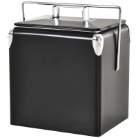 Outsunny® 30 L Kühlbox zum Warmhalten und Kühlen 24h Weinkühler Camping Edelstahl Schwarz(m-1)