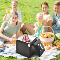 Outsunny® 30 L Kühlbox zum Warmhalten und Kühlen 24h Weinkühler Camping Edelstahl Schwarz(m-2)