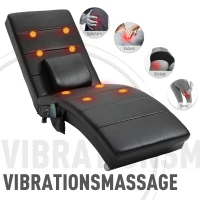 HOMCOM Liegesessel Fernsehsessel mit Zero-G Design, Lounge, Sessel, Kunstleder, massage, MDF, Metall, Schaumstoff, Schwarz, 58 x 163 x 87 cm(m-5)