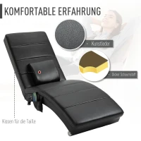 HOMCOM Liegesessel Fernsehsessel mit Zero-G Design, Lounge, Sessel, Kunstleder, massage, MDF, Metall, Schaumstoff, Schwarz, 58 x 163 x 87 cm(m-4)