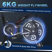 HOMCOM Indoor Stationary Exercise Bike 6kg Flywheel Fitness Cardio Workout Bke Trainer for Home Gym w/ Adjustable Resistance LCD Monitor Pad and Bottle Holder Black(m-5)