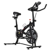 HOMCOM Indoor Stationary Exercise Bike 6kg Flywheel Fitness Cardio Workout Bke Trainer for Home Gym w/ Adjustable Resistance LCD Monitor Pad and Bottle Holder Black(m-1)