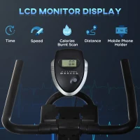 HOMCOM Indoor Stationary Exercise Bike 6kg Flywheel Fitness Cardio Workout Bke Trainer for Home Gym w/ Adjustable Resistance LCD Monitor Pad and Bottle Holder Black(m-4)