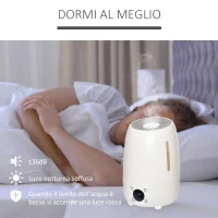 HOMCOM Umidificatore Ultrasuoni da 4.8L per Ambienti Fino a 40㎡, Vaporizzatore con 3 Modalità Regolabili, 8-12 Ore di Durata, Display a LED, per Casa o Ufficio, Bianco(m-7)