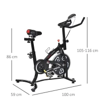 HOMCOM Indoor Stationary Exercise Bike 6kg Flywheel Fitness Cardio Workout Bke Trainer for Home Gym w/ Adjustable Resistance LCD Monitor Pad and Bottle Holder Black(m-3)