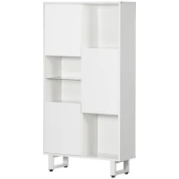 HOMCOM Credenza Moderna con 4 Vani Aperti e 3 Armadietti in Legno, 70x24.3x132cm, Bianco(m-11)