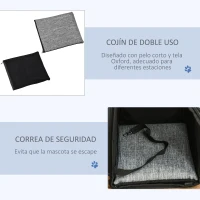 PawHut Transportín Mochila para Gatos Perros Pequeños Bolsa de Transporte para Mascotas Plegable Transpirable con Cojín Extraíble y Correa de Seguridad para Viaje 31x26x34 cm Gris(m-6)