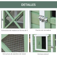 PawHut Gallinero de Madera Exterior Jaula para 2 Gallinas con Corral de Alambre Jardinera para Cultivo Nido Techo Asfáltico Bandeja Extraíble y Rampa 110x109x124 cm Verde(m-7)