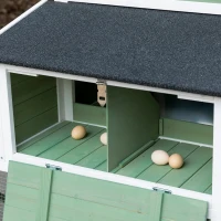 PawHut Gallinero de Madera Exterior Jaula para 2 Gallinas con Corral de Alambre Jardinera para Cultivo Nido Techo Asfáltico Bandeja Extraíble y Rampa 110x109x124 cm Verde(m-8)