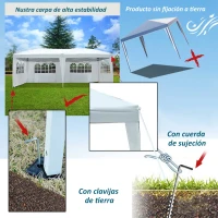 Outsunny Carpa Pabellon 6x3 metros Plegable 4 Paneles Ventanas Poliester Blanco Resistente de Agua(m-5)