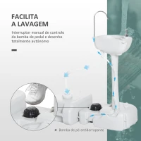 Outsunny Lavatório Portátil para Campismo com Depósito de Recuperação de Água e Dispensador de Sabão 83x50x103 cm Cinza Claro(m-4)