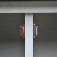 Outsunny Garden Shed Wooden Garden Storage Shed Fir Tool Cabinet Organiser with Shelves Double Door  - 110L x 55W x117Hcm Grey(m-12)