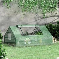 Outsunny Estufa para Terraço Jardim 180x140x80cm Estufa de Aço e Plástico com Porta e Janelas Enroláveis para Cultivo de Plantas Verduras Flores Verde(m-12)
