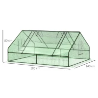 Outsunny Estufa para Terraço Jardim 180x140x80cm Estufa de Aço e Plástico com Porta e Janelas Enroláveis para Cultivo de Plantas Verduras Flores Verde(m-3)