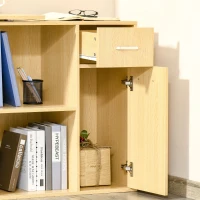 HOMCOM Birou pe Colt cu 2 Rafturi si 2 Sertare, Culoare Lemn Stejar, 117x82x74cm(m-10)