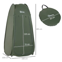 Outsunny Tenda de Duche para Campismo Dobrável Pop UP Tenda de Privacidade com proteção UV e Tecido Impermeável 100x100x185cm Verde Escuro(m-3)
