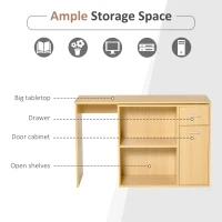 HOMCOM Birou pe Colt cu 2 Rafturi si 2 Sertare, Culoare Lemn Stejar, 117x82x74cm(m-7)