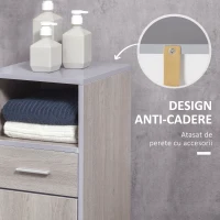 KLEANKIN Mobilier pentru baie inaltat din MDF, 30x32x87cm, Gri si Lemn(m-6)