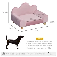 PawHut Sofá para Animais de estimação Pequenos Encosto em forma de ondas 63x43x40 cm Rosa(m-3)