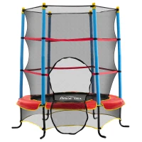 HOMCOM Trambulina interior si exterior pentru copii 3-6 ani, cadru  din otel si covor in PP si poliester cu design fara arcuri, Φ165x162 cm(m-1)