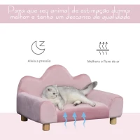 PawHut Sofá para Animais de estimação Pequenos Encosto em forma de ondas 63x43x40 cm Rosa(m-4)
