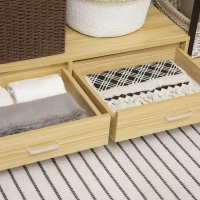 HOMCOM Raft pentru haine in stil industrial cu 2 sertare si 4 rafturi deschise furnizat, din otel si PAL, 130x40x180cm, lemn si culoare neagra(m-8)
