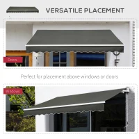 Outsunny 11'L x 8'W Manual Retractable Patio Awning Deck Sunshade Shelter Outdoor Window/Door Canopy Aluminum(m-5)
