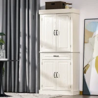 Homcom Bufet Bucatarie – Stil Colonial Lemn Alb 80×35×180 cm(m-10)