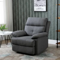 HOMCOM Poltrona Relax Reclinabile con Poggiapiedi Imbottita Rivestimento in Microfibra, Grigio, 90x96x100cm(m-10)