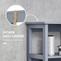 kleankin Dulap de baie cu 3 rafturi, coloana de baie pentru economisirea spatiului, din lemn MDF 40x30x160, gri si lemn natural(m-7)