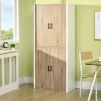 Homcom Dulap de Depozitare 4 Usi si 4 Rafturi Reglabile 80x40x182 cm – Crem/Alb(m-2)