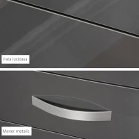 HOMCOM Comoda cu 4 sertare cu manere metalice pentru dormitor si sufragerie, PAL, 75x36x72cm, gri(m-6)
