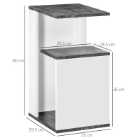 HOMCOM Noptiera cu raft deschis din PAL, noptiera moderna cu design neregulat, 35x29,5x60cm, gri si alb(m-3)