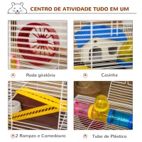 PawHut Gaiola para Hamster 62x29x52cm Casa para Roedores Animal Pequeno Acessórios Incluídos(m-4)