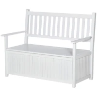 Outsunny Banca de gradina cu 2 locuri si spatiu de depozitare, Mobilier de exterior, Cutie de depozitare pentru veranda, terasa sau balcon, Alb(m-4)