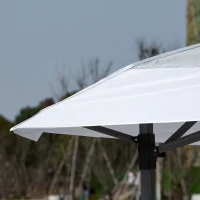 Outsunny 3.5 x 3.5m Garden Pop Up Gazebo Party Tent Canopy with Double Roof, 3-Level Adjustable Height and Roller Bag,  Light Grey & White(m-14)