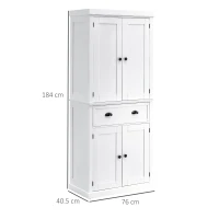 HOMCOM Dulap de bucatarie cu dulap superior si inferior si sertar central din MDF, placi aglomerate si metal, 76x40,5x184cm, alb(m-3)