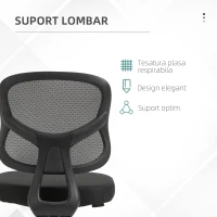 Vinsetto Scaun de birou cu suport lombar, inaltime reglabila si tesatura plasa, otel si PP, 52x54x74-84cm, negru(m-5)