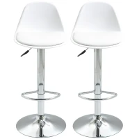 Homcom Set 2 Scaune Bar – Reglabile, Cu Spatar si Pivotante(m-12)