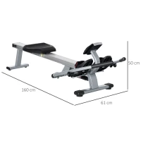 HOMCOM Aparat de vaslit cu 12 rezistente pentru antrenament cu monitor digital, 160x61x50cm, Gri, Negru(m-3)